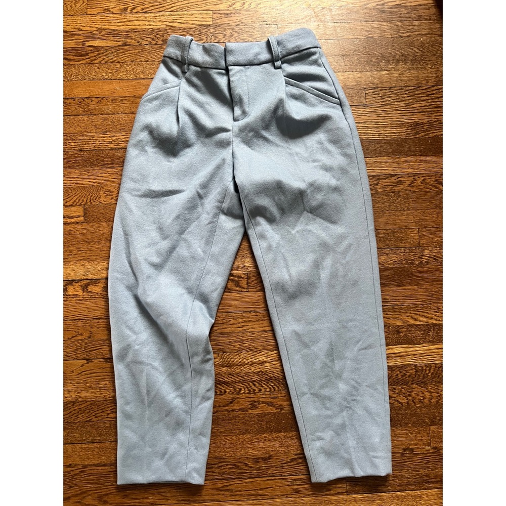 Banana Republic Womens Blue Wool Blend Pleated Tapered Trousers Pants Size 2 NWT
